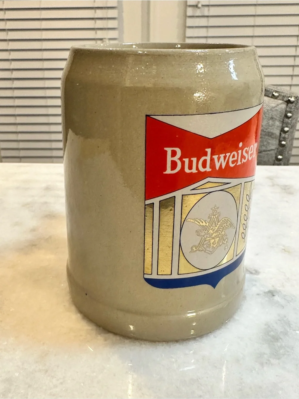 Vintage Budweiser Glazed Stoneware Beer Stein, 20oz